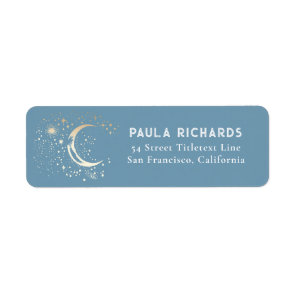 Stars Celestial Mystical Dusty Blue Night Sky  Label
