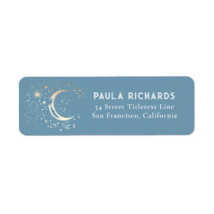 Stars Celestial Mystical Dusty Blue Night Sky Label