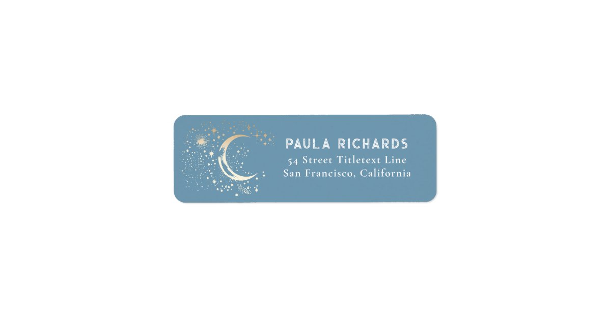 Stars Celestial Mystical Dusty Blue Night Sky Label | Zazzle