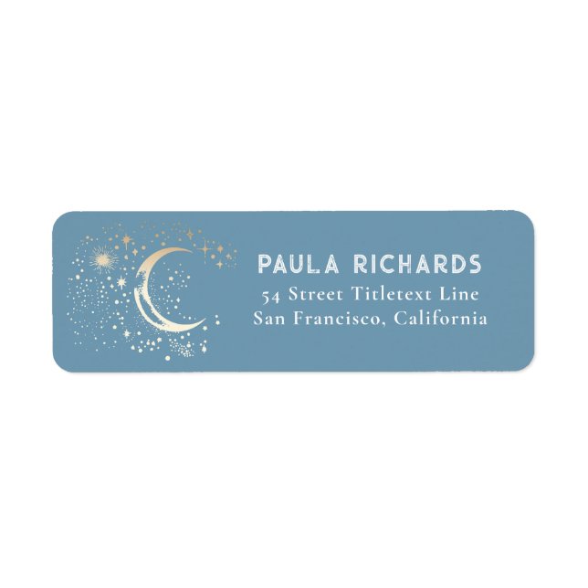 Stars Celestial Mystical Dusty Blue Night Sky  Label (Front)