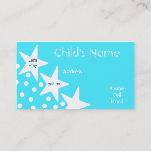 Stars Children's Calling Card Business Card Templates