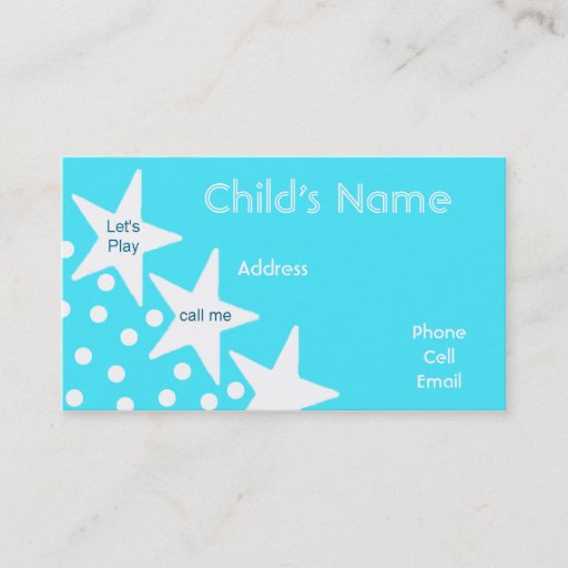 Customizable Stars Children's Calling Card Business Card Templates