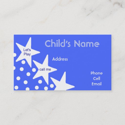 Customizable Stars Children's Calling Card Business Card Templates