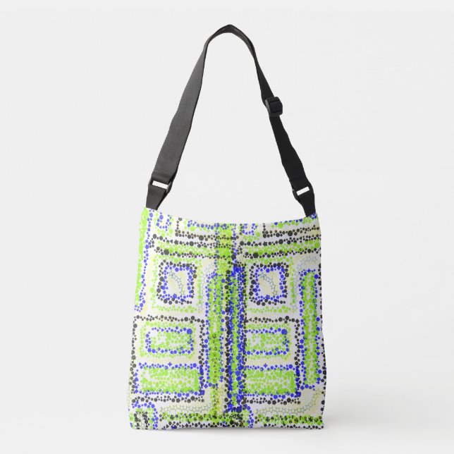 Stars Circles Blue Green Yellow Black Tote Bag (Front)