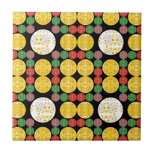 Stars Circles Ceramic Tile (Front)