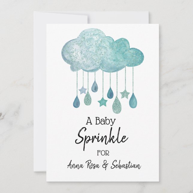 *~* Stars Cloud Rain Drops  Sprinkle Invitation (Front)
