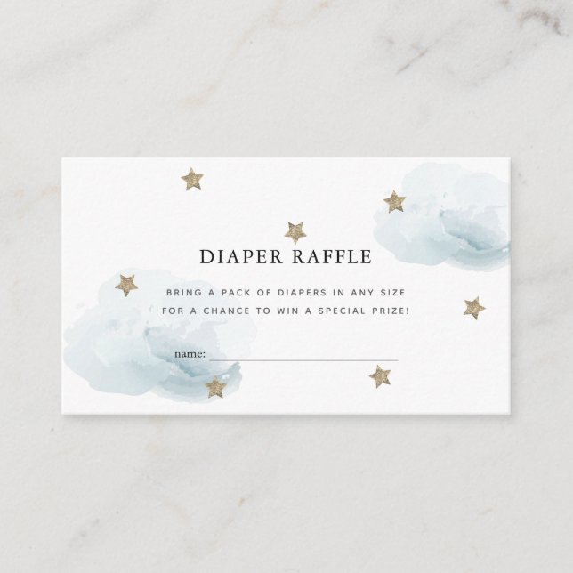 Stars & Clouds Baby Shower Diaper Raffle Ticket Enclosure Card (Front)