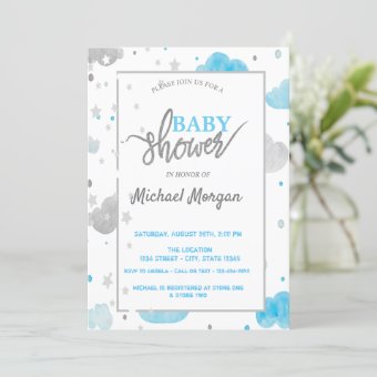 Stars & Clouds Baby Shower Invitation | Zazzle