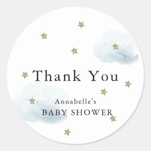 Stars  Clouds Baby Shower Thank You Sticker