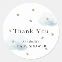 Stars & Clouds Baby Shower Thank You Sticker