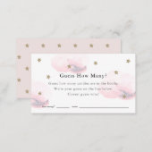 Stars Clouds Guess How Many Pink Baby Shower Game Enclosure Card (Front/Back)