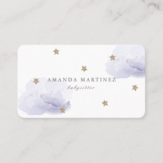 Stars & Clouds Lavender Business Card (Front)