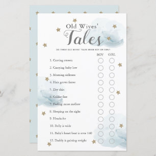 Stars & Clouds Old Wives' Tales Baby Shower Game