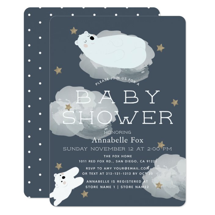 polar bear baby shower invitations