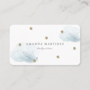 Stars & Clouds Simple White Business Card