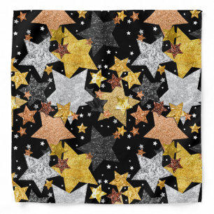 Stars Copper Bronze Gold Black Silver Charcoal  Bandana