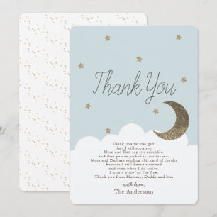 Stars & Crecsent Moon Blue Baby Shower Thank You I Invitation