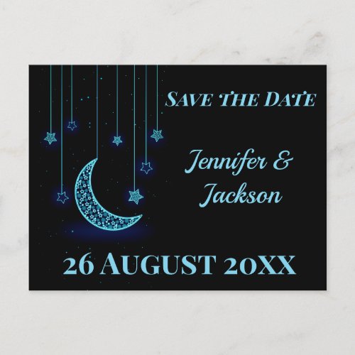Stars  Crescent Moon Night Sky Save the Date Invitation Postcard