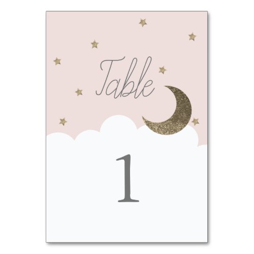 Stars  Crescent Moon Pink Girl Table Number