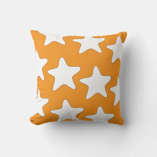 Stars Decorator Orange Throw Pillow