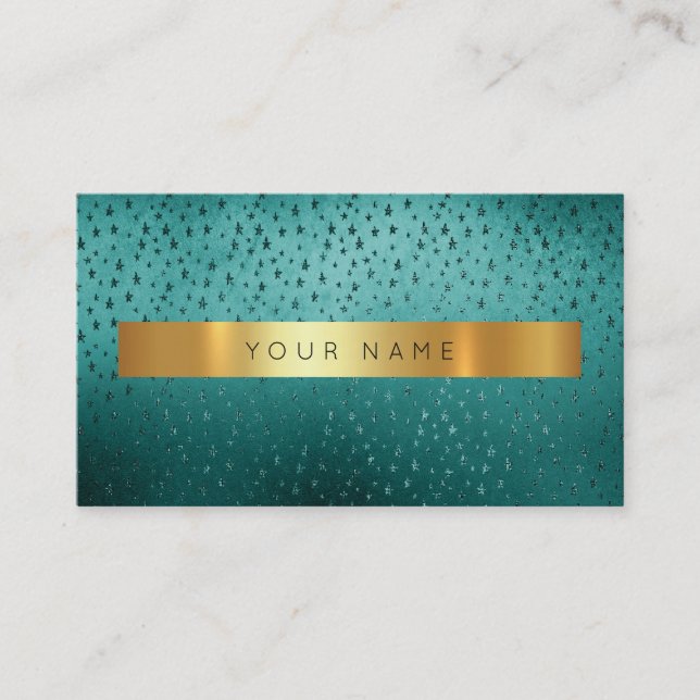 Stars Deep Green Golden Stripes Vip Glam Business Card (Front)