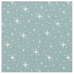 Stars &amp; Dots on Light Gray Cyan Fabric