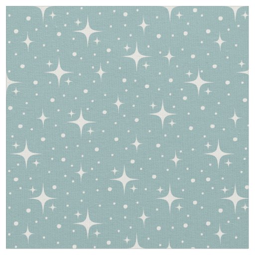 Stars & Dots on Light Gray Cyan Fabric