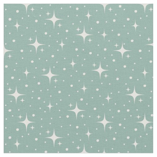 Stars & Dots on Light Gray Turquoise Fabric