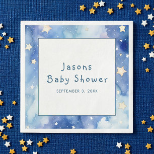 Stars dreamy baby shower blue invitation napkins
