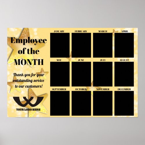 stars employee of the month photo display poster