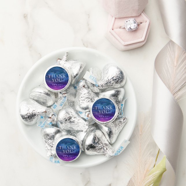 Stars evening thank you blue purple custom hershey®'s kisses® (Wedding)