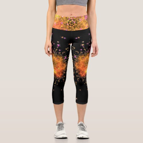 Stars explode _ fractal  capri leggings