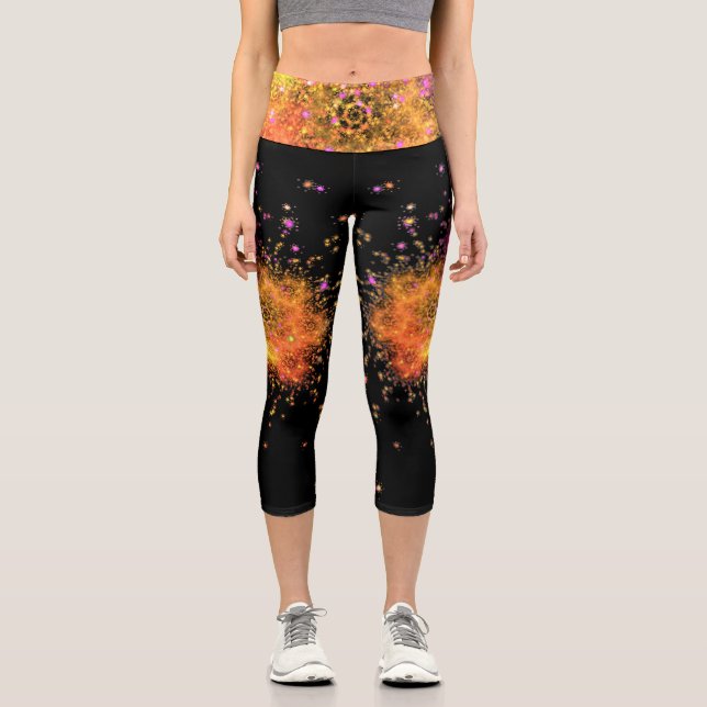 Stars explode - fractal,  capri leggings (Front)