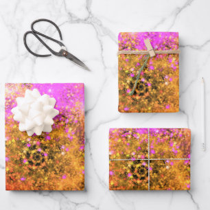 Stars explode wrapping paper sheets