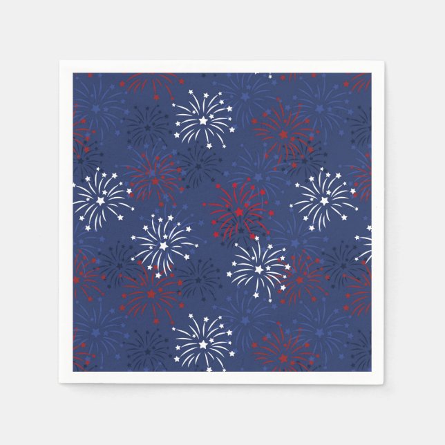 Stars & Fireworks: Independence Day Celebration Napkins (Front)