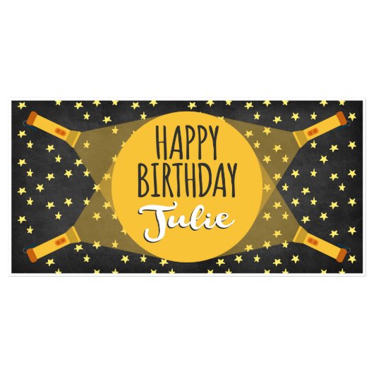 Stars Flashlights Personalized Birthday Banner (Front)