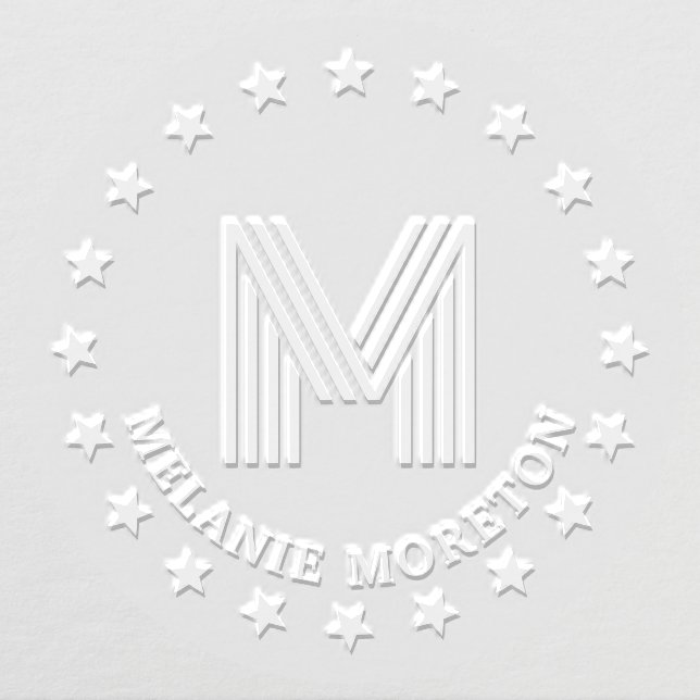 Stars Frame and Stripes Initial Name Monogram Embosser (Design)