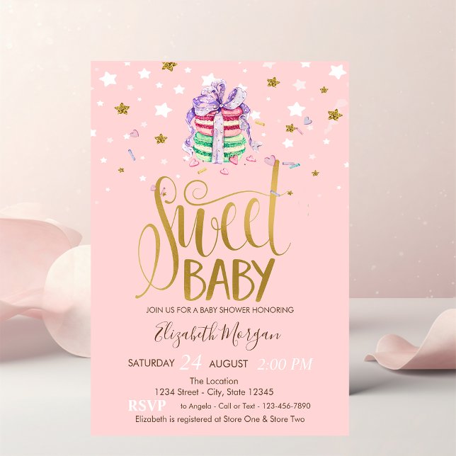 Stars French Macarons Baby Shower Invitation (Creator Uploaded)