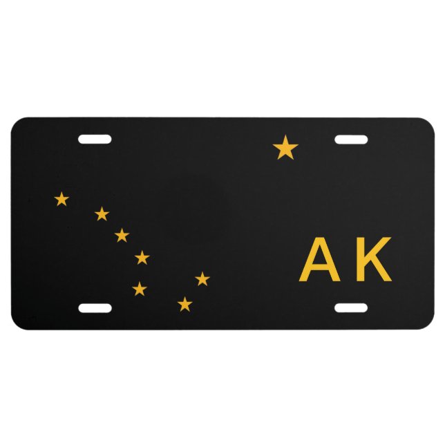 Stars from Alaska Noir Flag License Plate (Front)