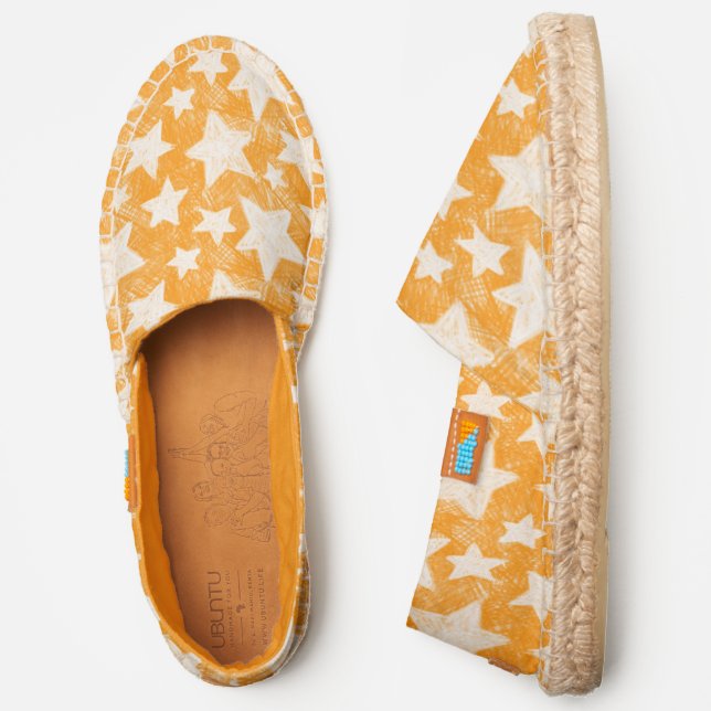 Stars Fun Modern Girly Orange Pattern Espadrilles (Side)