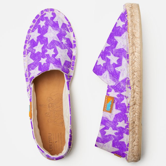 Stars Fun Modern Girly Purple Pattern Espadrilles (Side)