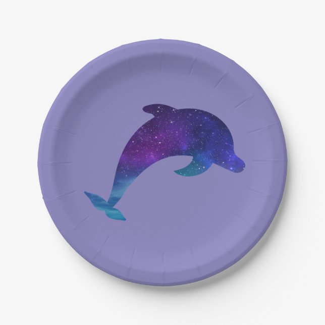 Stars Galaxy Delphin Stars Galaxy Dolphin Paper Plates (Front)