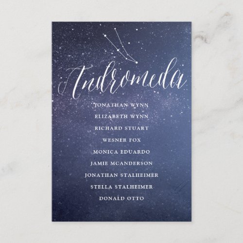 Stars Galaxy Wedding Seating Chart Card Andromeda
