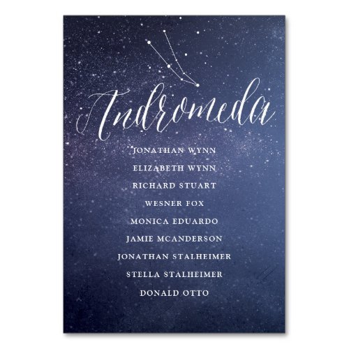Stars Galaxy Wedding Seating Chart Card Andromeda