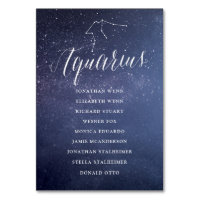 Stars Galaxy Wedding Seating Chart Card Aquarius