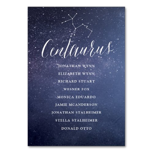 Stars Galaxy Wedding Seating Chart Card Centaurus