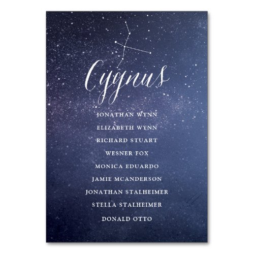 Stars Galaxy Wedding Seating Chart Card Cygnus