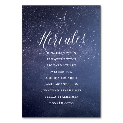 Stars Galaxy Wedding Seating Chart Card Hercules