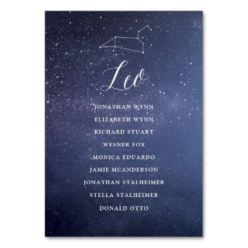 Stars Galaxy Wedding Seating Chart Card Leo