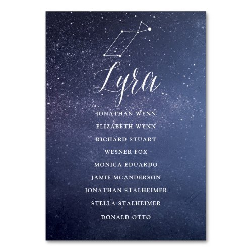 Stars Galaxy Wedding Seating Chart Card Lyra